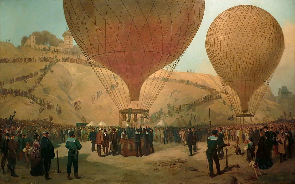 La partenza di Leon Michel Gambetta (1838 - 82) nel pallone 'L'Armand, Barbes', 7 ottobre, Musee de la Ville de Paris